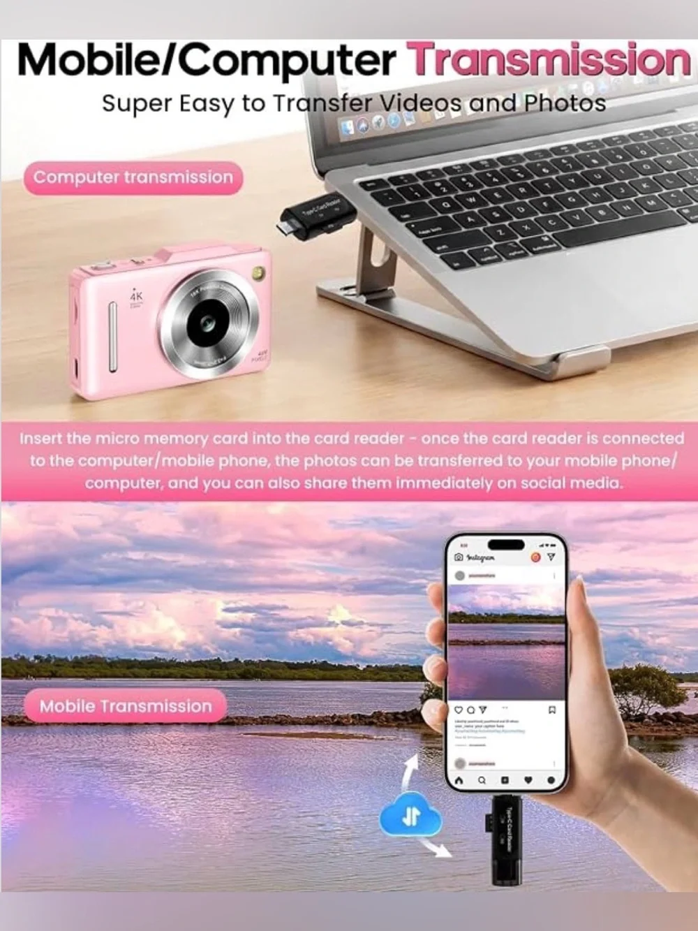 Digital Camera 4K for Kids-48MP Autofocus Vlogging Camera with 32GB Card